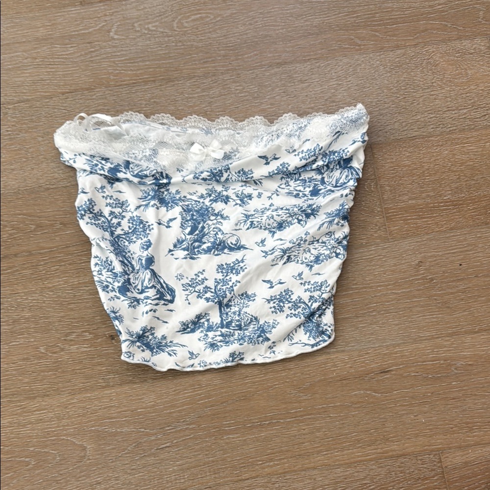 Blue and White Tube Top